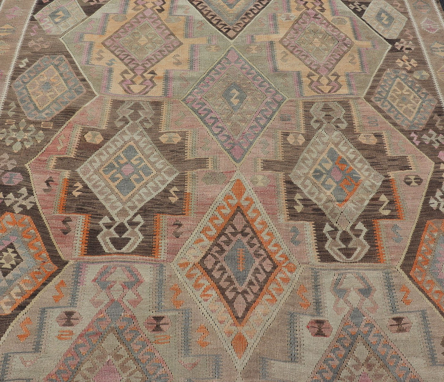 Large Vintage Turkish Kars Kilim with Multi Layered Diamond in Geometric Design Large Vintage Turkish Kars Kilim with Multi Layered Diamond in Geometric Design. Keivan Woven Arts / rug EN - 179170, country of origin / type: Turkey / Oushak, circa... - Keivan Woven ArtsEN - 179170 - 17562Rug
