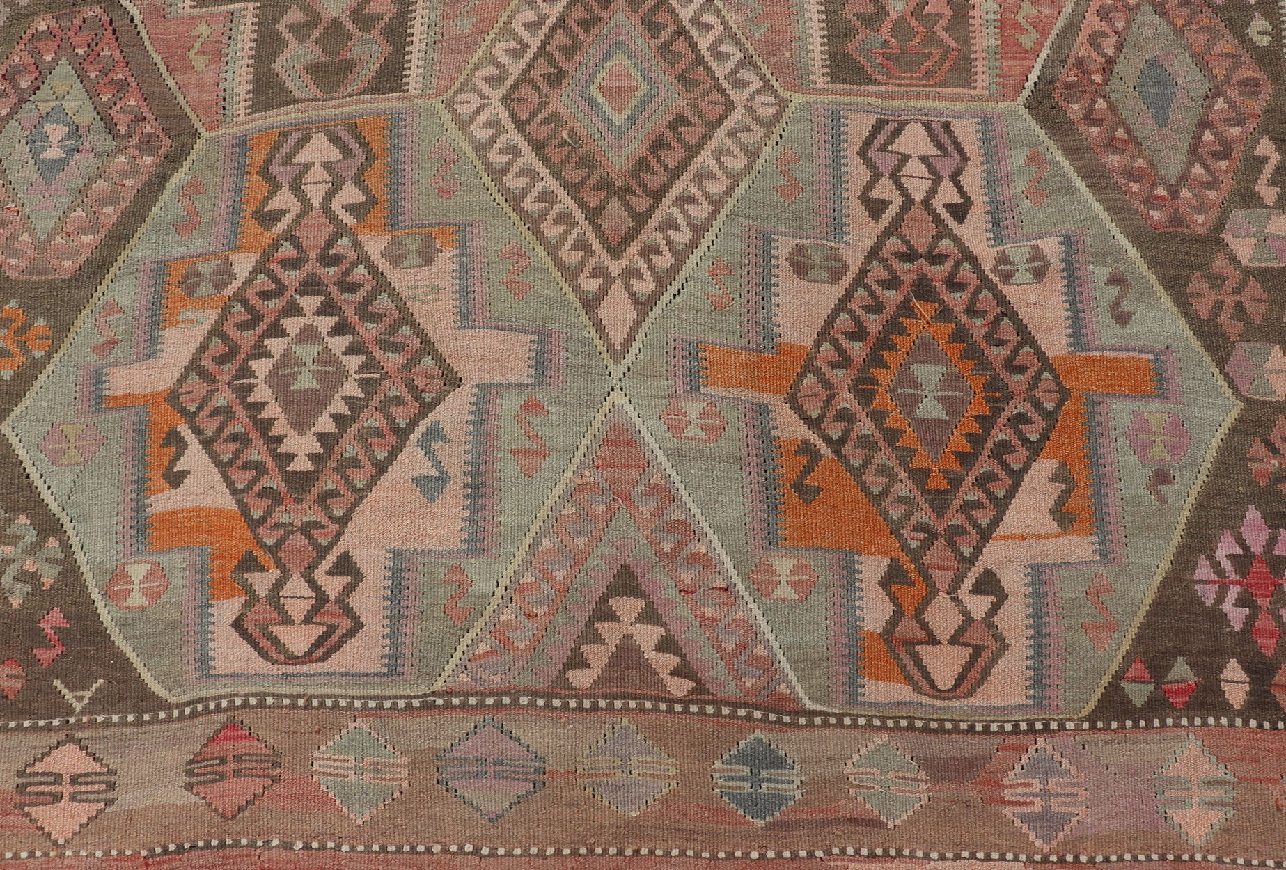 Large Vintage Turkish Kars Kilim with Multi Layered Diamond in Geometric Design Large Vintage Turkish Kars Kilim with Multi Layered Diamond in Geometric Design. Keivan Woven Arts / rug EN - 179170, country of origin / type: Turkey / Oushak, circa... - Keivan Woven ArtsEN - 179170 - 17562Rug