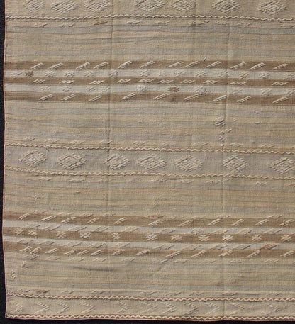 Vintage Turkish Flat Weave Striped Kilim in Taupe Colors Minimalist stripe design Kilim from Turkey, Keivan Woven Arts / rug EN - 179246, country of origin / type: Turkey / Kilim, circa 1950 This vintage flat - woven Kilim runner features a M... - Keivan Woven ArtsEN - 179246 - 12383Rug