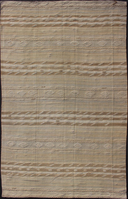 Vintage Turkish Flat Weave Striped Kilim in Taupe Colors Minimalist stripe design Kilim from Turkey, Keivan Woven Arts / rug EN - 179246, country of origin / type: Turkey / Kilim, circa 1950 This vintage flat - woven Kilim runner features a M... - Keivan Woven ArtsEN - 179246 - 12383Rug