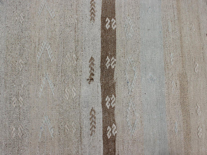 Minimalist Design Vintage Hand Woven Turkish Kilim Runner With Neutral Tones Minimalist design with traces of stripes Kilim runner in cream, light brown and taupe, Keivan Woven Arts / rug EN - 179276, country of origin / type: Turkey / Kilim, cir... - Keivan Woven ArtsEN - 179276 - 12000Rug