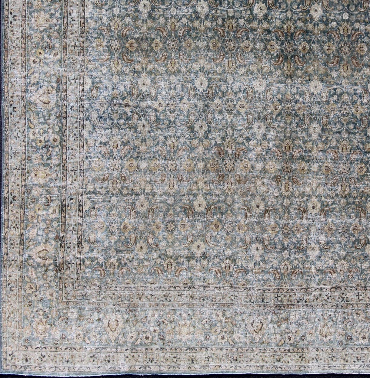 Antique Persian Khorasan Rug with Herati design in Blue, Light Gray & Brown Blue, brown, cream, light green, Gray,light blue, taupe, tan and brown geometric Persian Khorasan rug. Keivan Woven Arts / rug en - 179390, country of origin / type: Iran ... - Keivan Woven ArtsEN - 179390 - 12393Rug