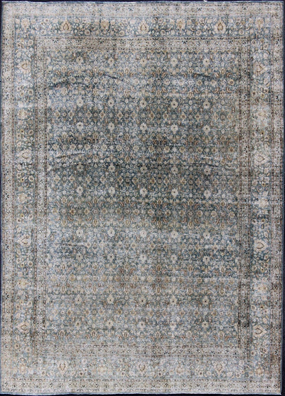Antique Persian Khorasan Rug with Herati design in Blue, Light Gray & Brown Blue, brown, cream, light green, Gray,light blue, taupe, tan and brown geometric Persian Khorasan rug. Keivan Woven Arts / rug en - 179390, country of origin / type: Iran ... - Keivan Woven ArtsEN - 179390 - 12393Rug