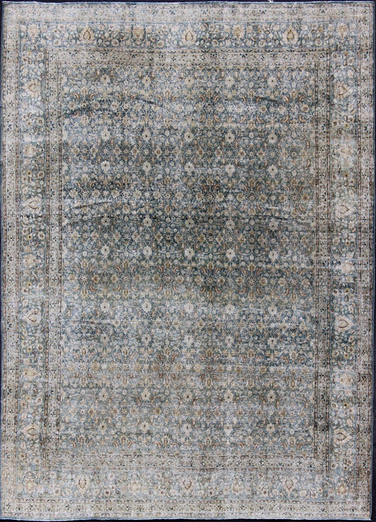 Antique Persian Khorasan Rug with Herati design in Blue, Light Gray & Brown Blue, brown, cream, light green, Gray,light blue, taupe, tan and brown geometric Persian Khorasan rug. Keivan Woven Arts / rug en - 179390, country of origin / type: Iran ... - Keivan Woven ArtsEN - 179390 - 12393Rug