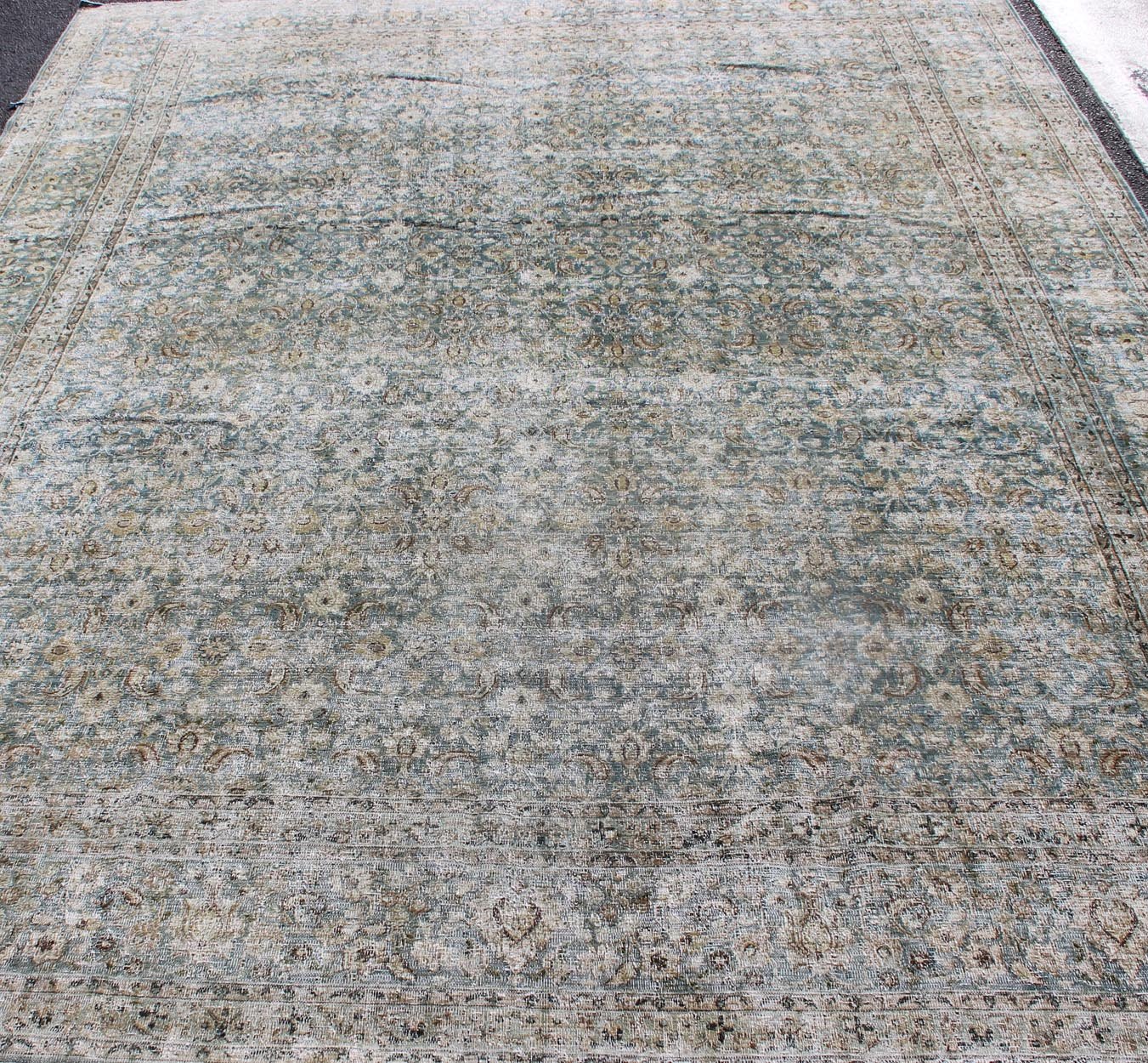 Antique Persian Khorasan Rug with Herati design in Blue, Light Gray & Brown Blue, brown, cream, light green, Gray,light blue, taupe, tan and brown geometric Persian Khorasan rug. Keivan Woven Arts / rug en - 179390, country of origin / type: Iran ... - Keivan Woven ArtsEN - 179390 - 12393Rug