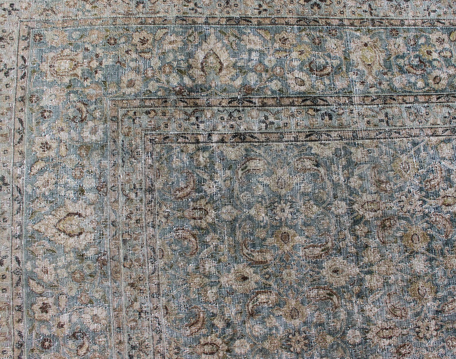 Antique Persian Khorasan Rug with Herati design in Blue, Light Gray & Brown Blue, brown, cream, light green, Gray,light blue, taupe, tan and brown geometric Persian Khorasan rug. Keivan Woven Arts / rug en - 179390, country of origin / type: Iran ... - Keivan Woven ArtsEN - 179390 - 12393Rug