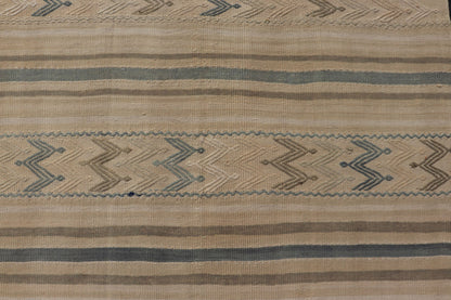 Vintage Turkish Flat - Weave with Embroideries in Earth Tones and Blue. Keivan Woven Arts / rug EN - 179452, country of origin / type: Turkey / Kilim, circa 1950 Measures:4'10 x 8'9 This vintage Turkish Kilim rug features a contemporary geom... - Keivan Woven ArtsEN - 179452 - 17592Rug