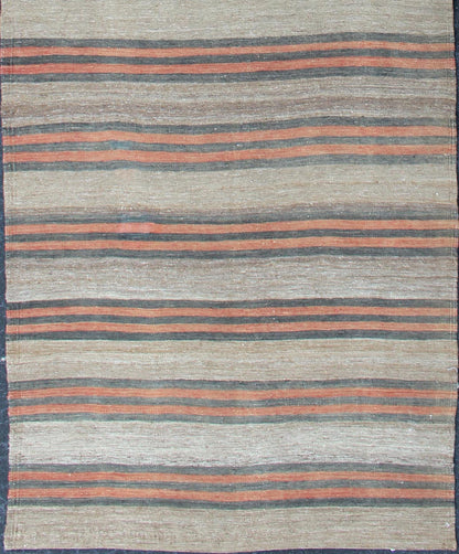 Vintage Hand Woven Turkish Kilim Runner With Stripe and Modern Design Vintage Turkish Kilim runner with a stripe and modern design Minimalist stripe design Kilim runner from Turkey, Keivan Woven Arts / EN - 179530, country of origin / type: Tu... - Keivan Woven ArtsEN - 179530 - 11887Rug