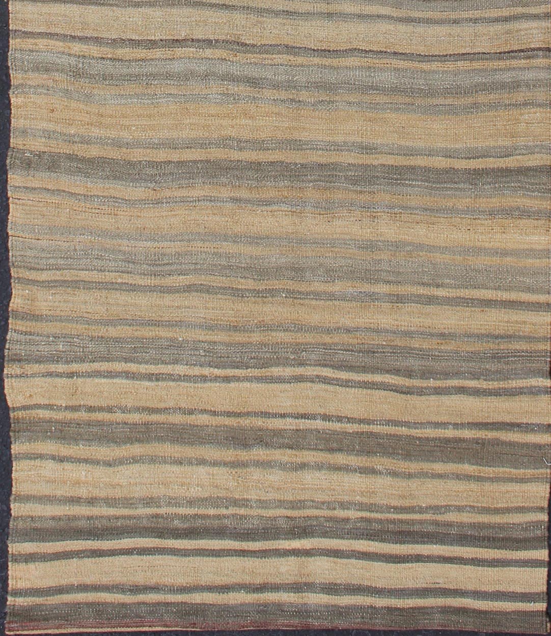 Vintage Hand Woven Turkish Kilim Runner With Stripes in Light Tan and Neutral Tones Stripe design Kilim runner in light brown, cream, tan, and taupe, Keivan Woven Arts / rug EN - 179538, country of origin / type: Turkey / Kilim, circa 1950 ... - Keivan Woven ArtsEN - 179538 - 12012Rug
