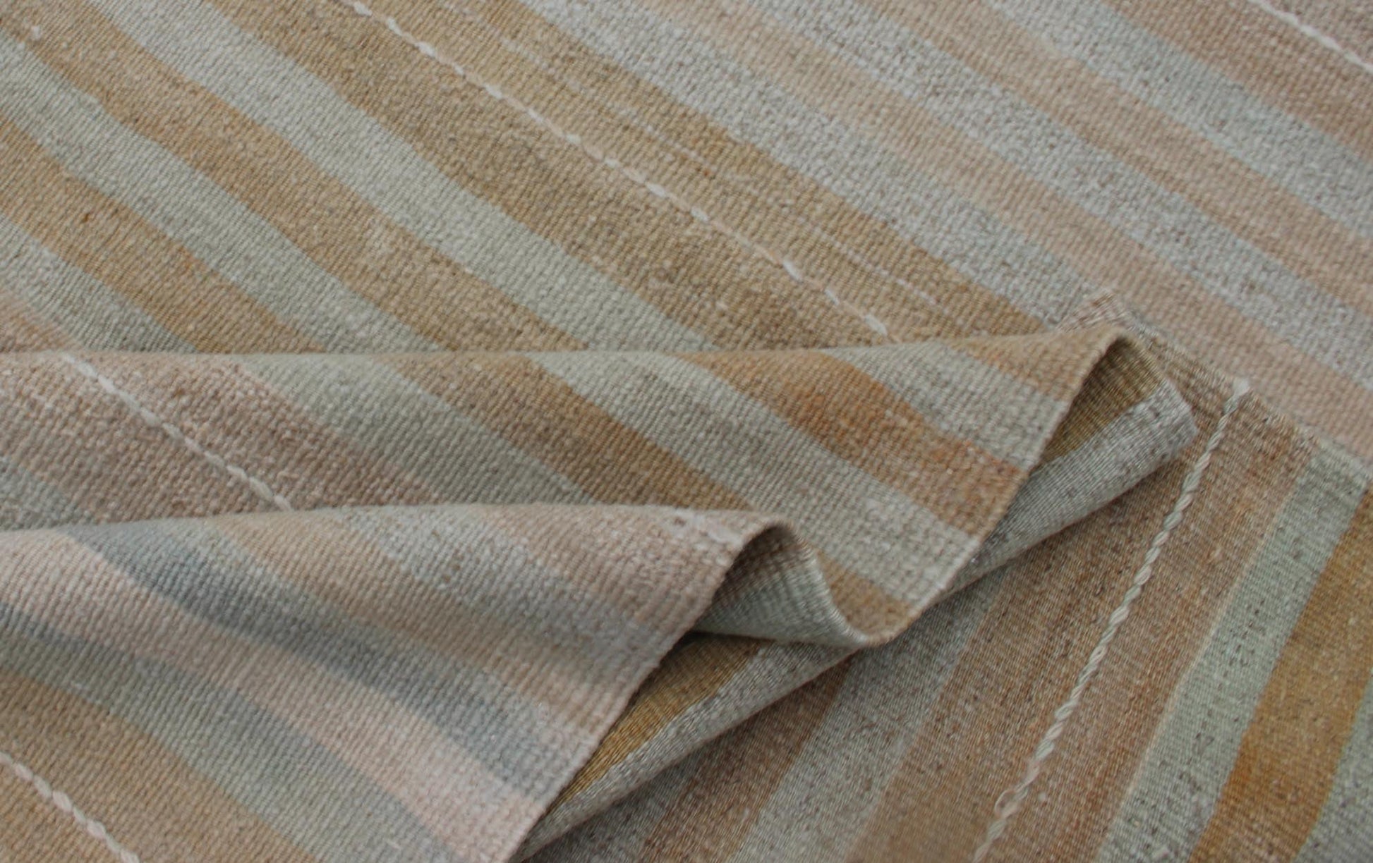 Vintage Turkish Kilim Runner with Stripes in Light Taupe and Neutral Tones Stripe design Kilim runner in cream, light blue, light brown, light green, taupe, and butter yellow tones rug EN - 179539, country of origin / type: Turkey / Kilim, circa 1950... - Keivan Woven ArtsEN - 179539 - 12018Rug