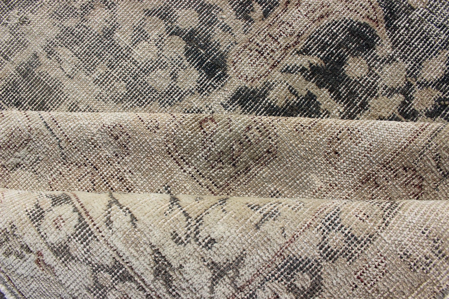 Keivan Woven Arts - Distressed Turkish Carpet With Floral Design in Taupe, Dark Gray Tan & Charcoal kwarugs/ EN - 179638. Turkish distressed rug This vintage Turkish carpet has been neutralized to create faded pigments with a floral design. Neutral... - Keivan Woven ArtsEN - 179638 - 12549Rug