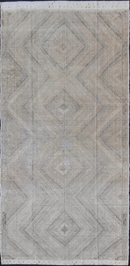 Vintage Turkish Embroidered Flat - Weave Rug with Neutral - Toned Geometric Design kwarugs Geometric design vintage Kilim rug from Turkey in neutral, muted tones, Keivan Woven Arts / rug en - 179641, country of origin / type: Turkey / Kilim, circa 195... - Keivan Woven ArtsEN - 179641 - 11811Rug
