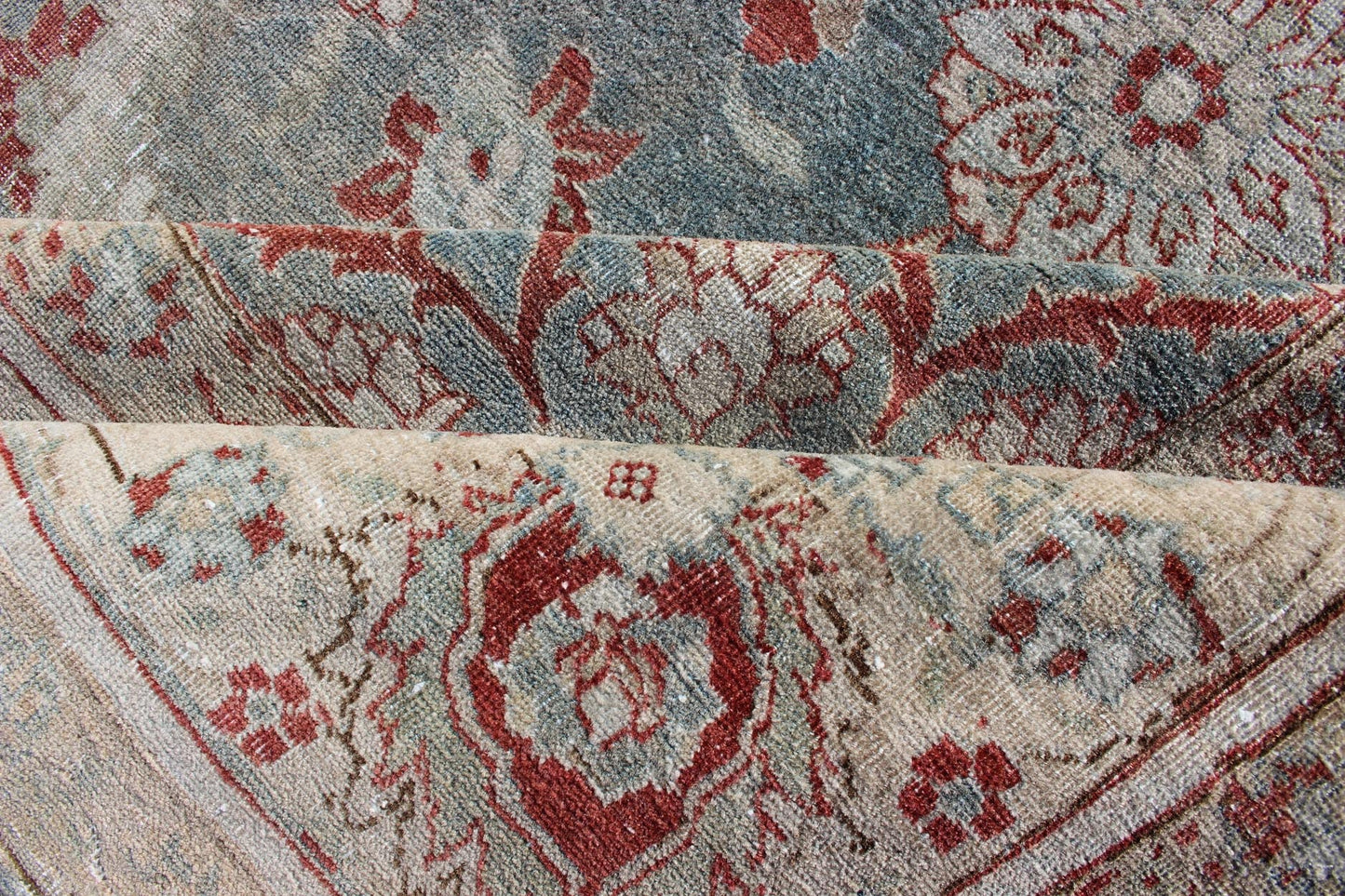 Antique Persian Tabriz Rug with Floral Medallion Design in Red and Blue kwarugs Red and blue antique Persian Tabriz rug with flowers and medallion, rug en - 179642, country of origin / type: Iran / Tabriz, circa 1920. This sublime and ench... - Keivan Woven ArtsEN - 179642 - 12415Rug