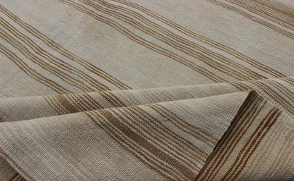 Vintage Turkish Flat - Weave Striped Kilim in Taupe, Brown and Tan Colors Minimalist stripe design Kilim from Turkey. Keivan Woven Arts / rug EN - 179246, country of origin / type: Turkey / Kilim, circa 1950 This vintage flat - woven Kilim runn... - Keivan Woven ArtsEN - 179673 - 12787Rug