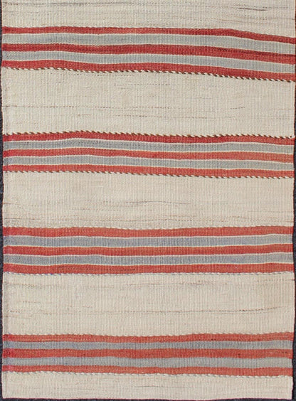 Vintage Hand Woven Turkish Kilim Runner with Stripe and Modern Design. Keivan Woven Arts / rug EN - 179676, country of origin / type: Turkey / Kilim, circa 1950 Measures: 2'3 x 6'2 This vintage flat - woven Kilim runner features a Minimalist design ... - Keivan Woven ArtsEN - 179676 - 11757Rug