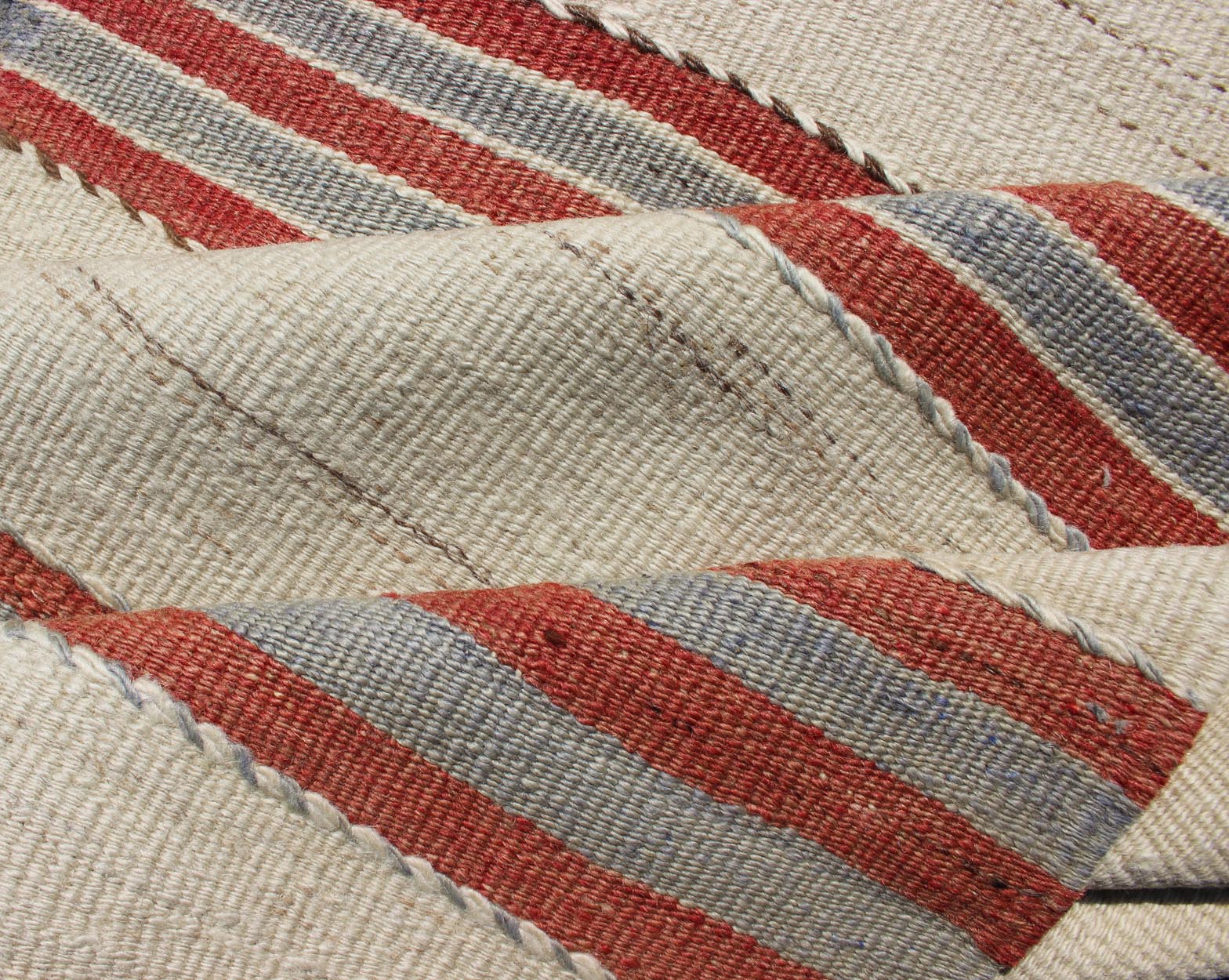 Vintage Hand Woven Turkish Kilim Runner with Stripe and Modern Design. Keivan Woven Arts / rug EN - 179676, country of origin / type: Turkey / Kilim, circa 1950 Measures: 2'3 x 6'2 This vintage flat - woven Kilim runner features a Minimalist design ... - Keivan Woven ArtsEN - 179676 - 11757Rug