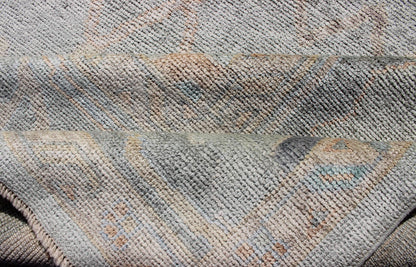 Modern Turkish Oushak large Rug in Seafoam Green, Light Blue & Multi Colors. Turkish Oushak contemporary rug with seafoam green, light blue, tan, orange neutral color palette and all - over flower design, rug EN - 179684, country of origin / type: ... - Keivan Woven ArtsEN - 179684 - 12229Rug