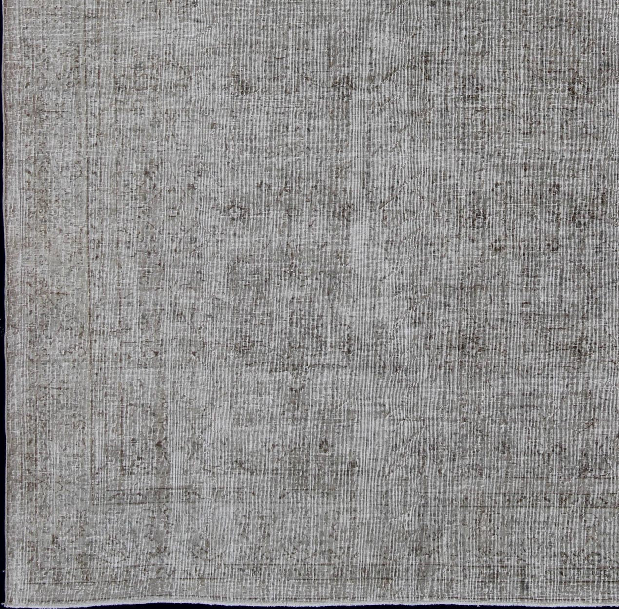 Vintage Distressed Turkish Rug with All - Over Floral Pattern in Cream and light Brown Tones Turkish carpet with distressed Floral design in ivory, and light brown highlights. This vintage Turkish carpet has been distressed and neutralized to crea... - Keivan Woven ArtsEN - 179686 - 12631Rug