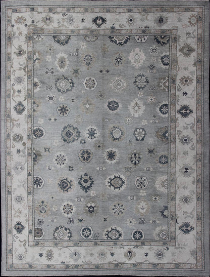 Gray, Blue and Neutral Color Palette All - Over Flower Design Turkish Oushak Rug kwarugs Turkish Oushak rug with neutral color palette and all - over flower design, rug en - 179692, country of origin / type: Turkey / Oushak This traditional Ou... - Keivan Woven ArtsEN - 179692 - 11815Rug