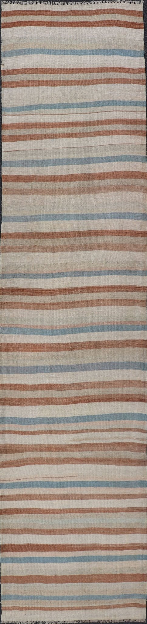 Striped Design Vintage Turkish Kilim Runner in Multi Colors Keivan Woven Arts / rug EN - 179704, country of origin / type: Turkey / Kilim, circa 1950 Measures: 2'7 x 11'10 This vintage flat - woven kilim runner features a minimalist design r... - Keivan Woven ArtsEN - 179704 - 17622
