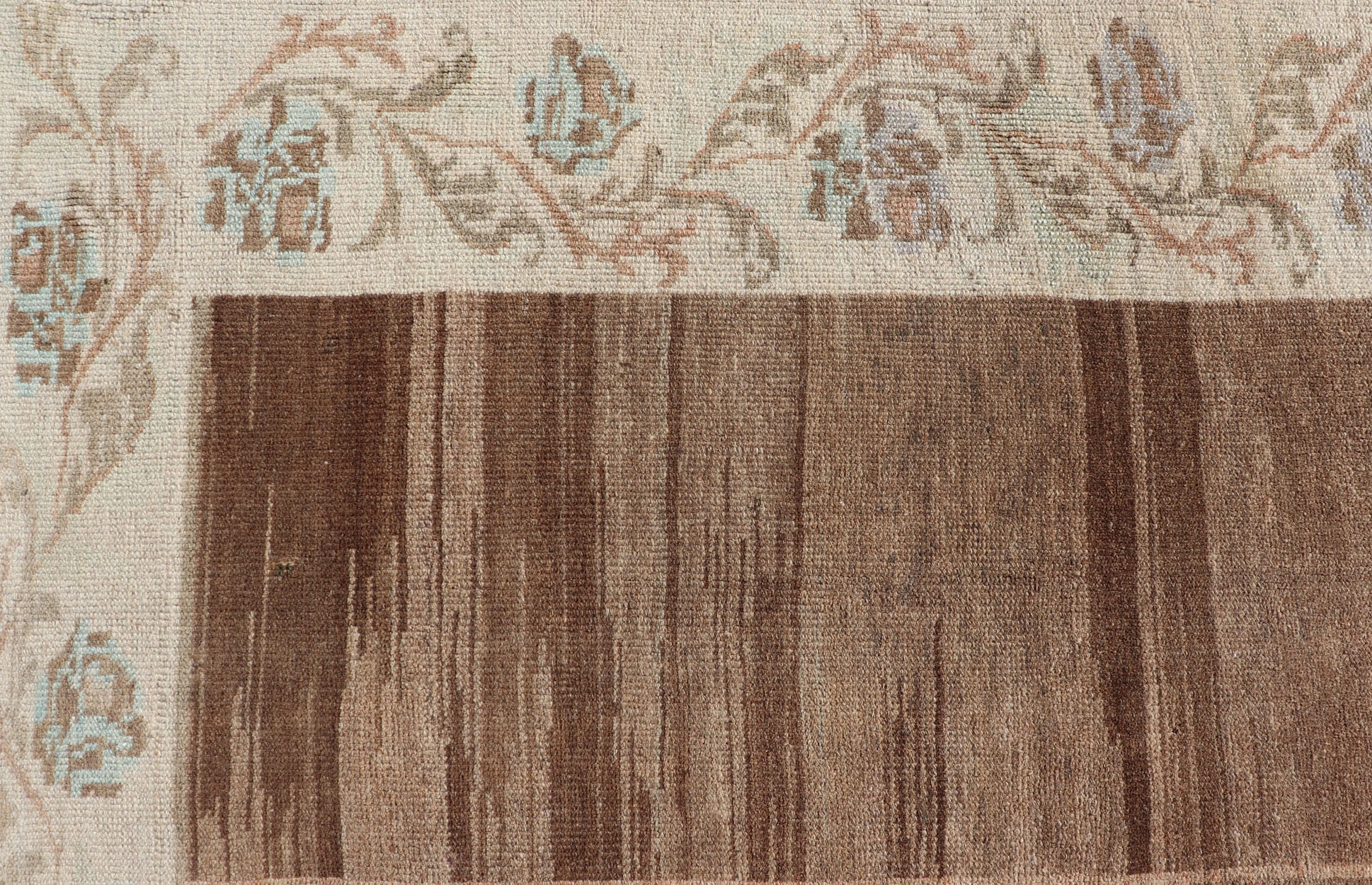 Vintage Turkish Kars Rug in Brown Background with unique row of Medallions. Brown background Vintage Turkish Kars Rug in Mocha, ivory, brown, pale green, cream and taupe, Keivan Woven Arts/ rug/ EN - 179779, country of origin / type: Turkey / Ous... - Keivan Woven ArtsEN - 179779 - 14382Rug