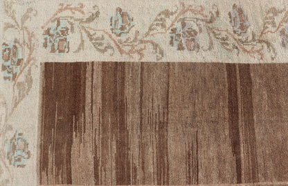 Vintage Turkish Kars Rug in Brown Background with unique row of Medallions. Brown background Vintage Turkish Kars Rug in Mocha, ivory, brown, pale green, cream and taupe, Keivan Woven Arts/ rug/ EN - 179779, country of origin / type: Turkey / Ous... - Keivan Woven ArtsEN - 179779 - 14382Rug