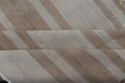 Square Flat - Weave Kilim Vintage Rug from Turkey with Horizontal Stripes in Taupe Flat - Weave Kilim vintage rug from Turkey with horizontal brown and taupe stripes on a cream background. Keivan Woven Arts / rug EN - 179787, country of origin / typ... - Keivan Woven ArtsEN - 179787 - 17652Rug
