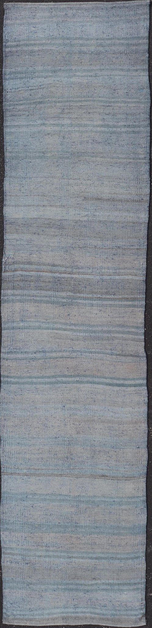 Measures: 2'3 x 10'3 Vintage Turkish Flat - Weave Runner with Stripe Design by Keivan Woven Arts. Rug EN - 179856, Keivan Woven Arts, country of origin / type: Turkey / Kilim, circa 1960 This modern - design vintage runner from Turkey features a s... - Keivan Woven ArtsEN - 179856 - 27598Rug