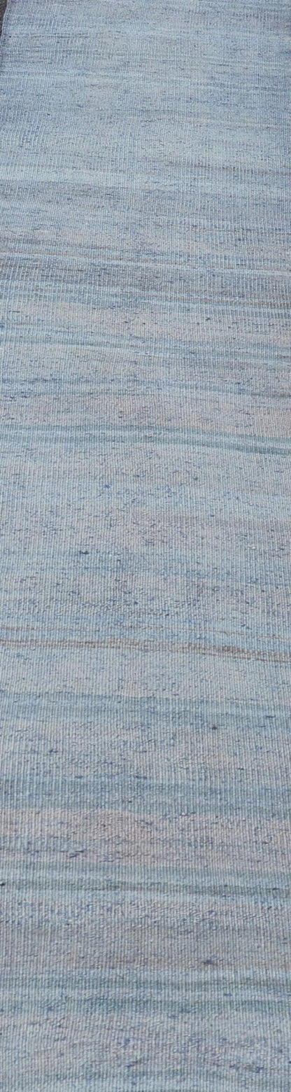 Measures: 2'3 x 10'3 Vintage Turkish Flat - Weave Runner with Stripe Design by Keivan Woven Arts. Rug EN - 179856, Keivan Woven Arts, country of origin / type: Turkey / Kilim, circa 1960 This modern - design vintage runner from Turkey features a s... - Keivan Woven ArtsEN - 179856 - 27598Rug