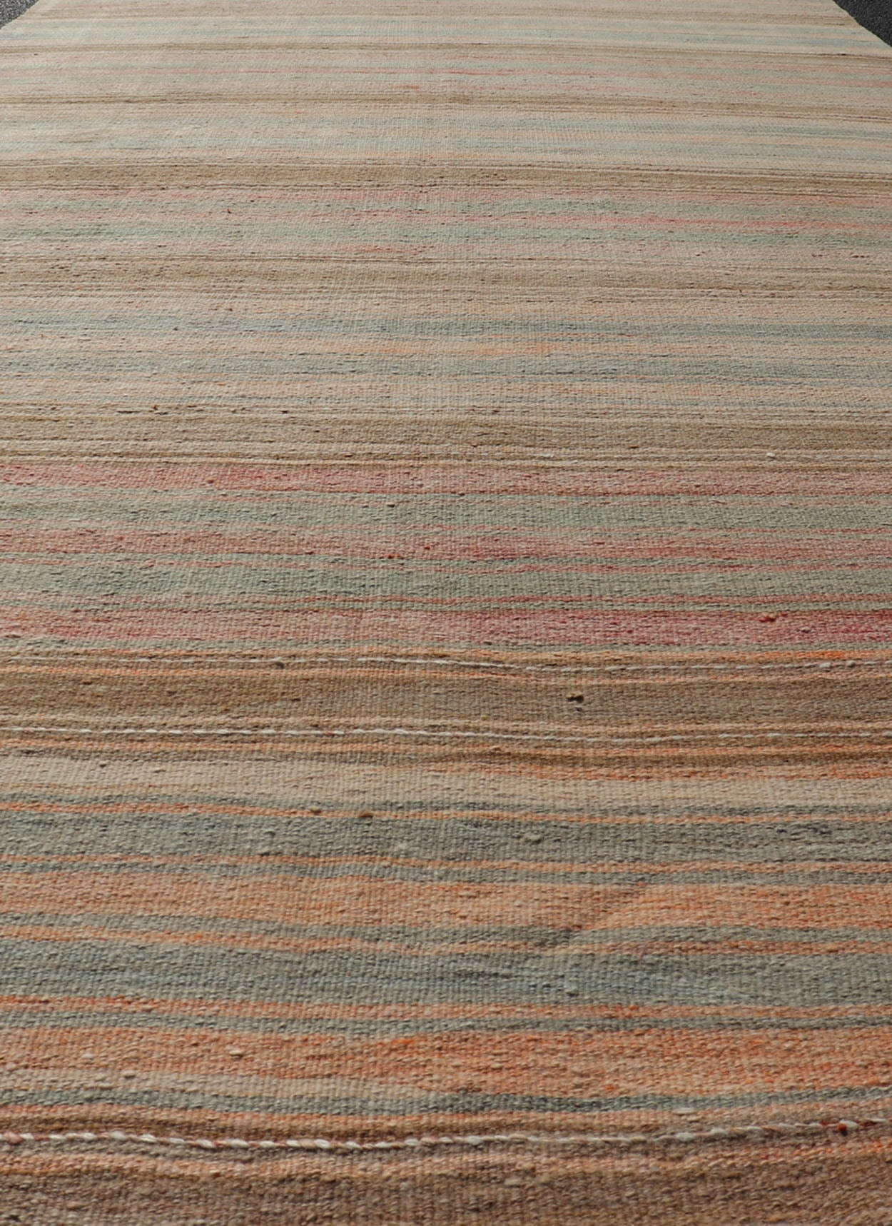 Vintage Long Colorful Kilim Gallery Runner with Stripe Design in Multi Colors Vintage Long Colorful Kilim Gallery Runner with Stripe Design in Multi Colors. Keivan Woven Arts / rug EN - 179860, country of origin / type: Turkey / Kilim, circa 1950... - Keivan Woven ArtsEN - 179860 - 18114Rug
