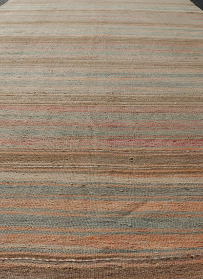 Vintage Long Colorful Kilim Gallery Runner with Stripe Design in Multi Colors Vintage Long Colorful Kilim Gallery Runner with Stripe Design in Multi Colors. Keivan Woven Arts / rug EN - 179860, country of origin / type: Turkey / Kilim, circa 1950... - Keivan Woven ArtsEN - 179860 - 18114Rug