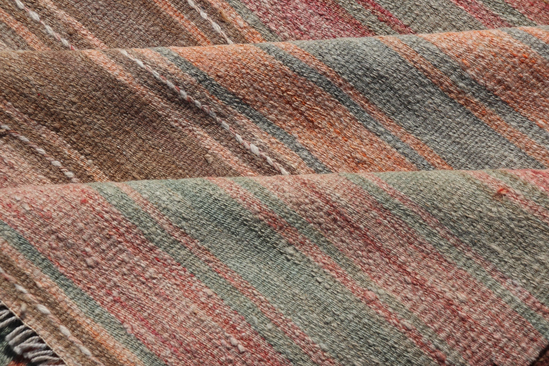 Vintage Long Colorful Kilim Gallery Runner with Stripe Design in Multi Colors Vintage Long Colorful Kilim Gallery Runner with Stripe Design in Multi Colors. Keivan Woven Arts / rug EN - 179860, country of origin / type: Turkey / Kilim, circa 1950... - Keivan Woven ArtsEN - 179860 - 18114Rug