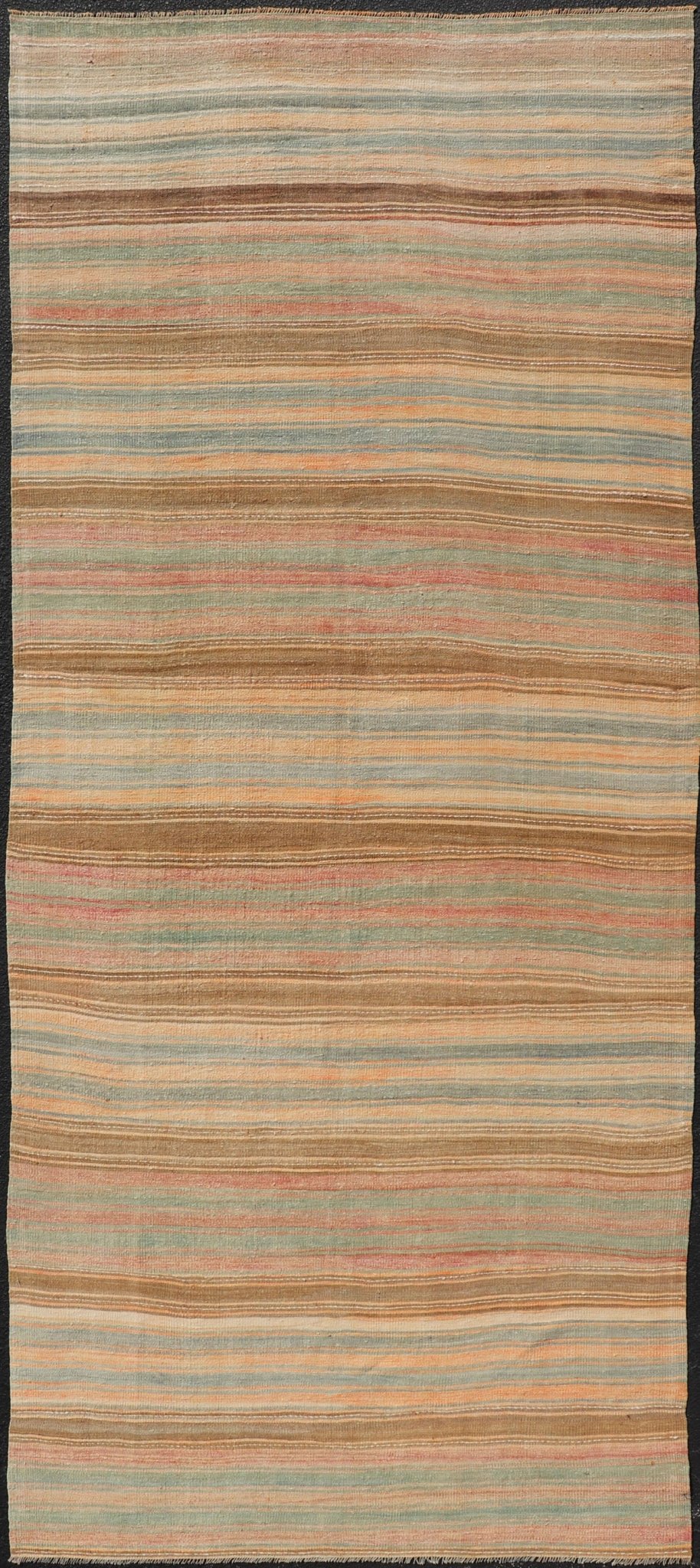 Vintage Long Colorful Kilim Gallery Runner with Stripe Design in Multi Colors Vintage Long Colorful Kilim Gallery Runner with Stripe Design in Multi Colors. Keivan Woven Arts / rug EN - 179860, country of origin / type: Turkey / Kilim, circa 1950... - Keivan Woven ArtsEN - 179860 - 18114Rug