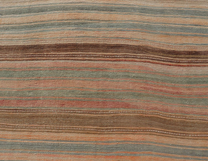 Vintage Long Colorful Kilim Gallery Runner with Stripe Design in Multi Colors Vintage Long Colorful Kilim Gallery Runner with Stripe Design in Multi Colors. Keivan Woven Arts / rug EN - 179860, country of origin / type: Turkey / Kilim, circa 1950... - Keivan Woven ArtsEN - 179860 - 18114Rug