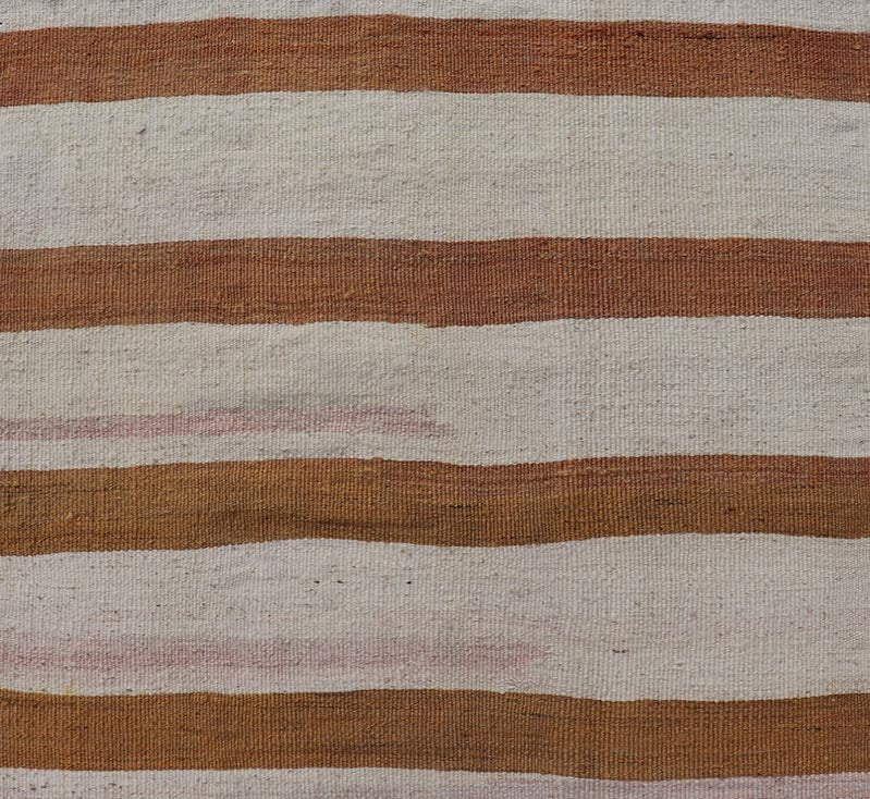 Vintage Turkish Kilim Rug with Horizontal Stripes in Brown and Cream Vintage Kilim Rug, rug EN - 179869, country of origin / type: Turkey / Kilim, circa Mid - 20th Century. Measures: 2'6 x 8'5. - Keivan Woven ArtsEN - 179869 - 18541Rug