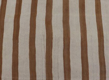 Vintage Turkish Kilim Rug with Horizontal Stripes in Light Brown, caramel and light Cream. Keivan Woven Arts rug EN - 179886, country of origin / type: Turkey / Kilim, circa Mid - 20th Century. Measures: 2'5 x 8'5 This vintage flat - woven kil... - Keivan Woven ArtsEN - 179886 - 15400Rug