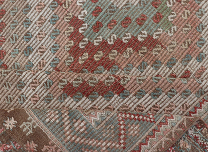 Colorful Vintage Turkish Embroidered Flat - Weave in Diamond Design. Keivan Woven Arts / rug / EN - 179894 country of origin / type: Turkey / Kilim, circa 1950 Measures: 7'0 x 10'5 Rendered in diamond shapes with a spotted and speckled assortment of... - Keivan Woven ArtsEN - 179894 - 15406Rug
