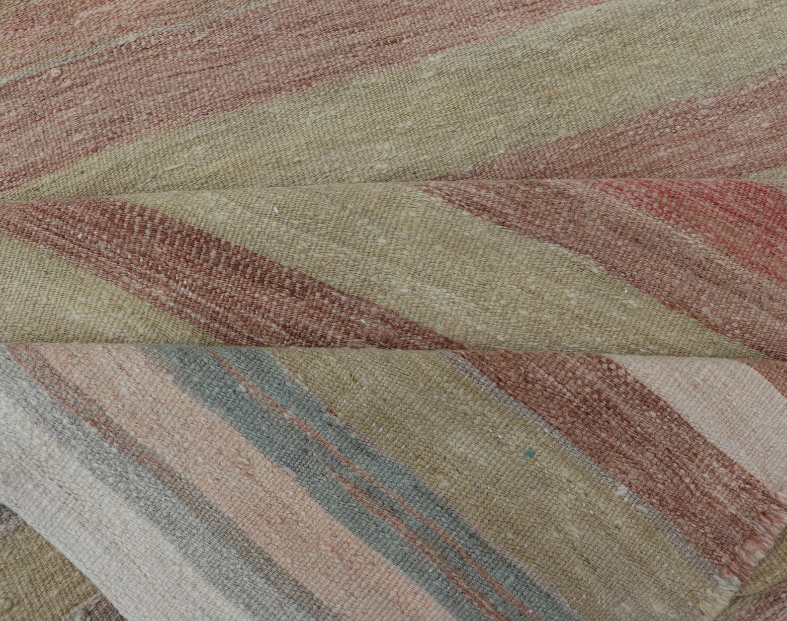 Very Long Vintage Turkish Kilim Runner with Stripe Design in Multi Colors. Keivan Woven Arts / rug/ EN - 179915, country of origin / type: Turkey / Kilim, circa mid - 20th century. Long Kilim runner Measures: 2'10 x 20'1 This vintage flat - wo... - Keivan Woven ArtsEN - 179915 - 15410Rug