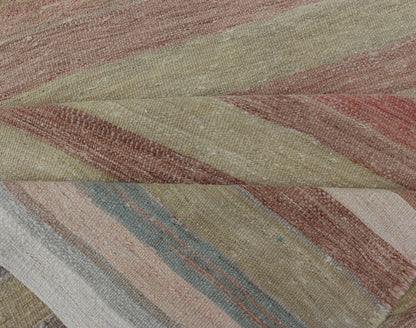Very Long Vintage Turkish Kilim Runner with Stripe Design in Multi Colors. Keivan Woven Arts / rug/ EN - 179915, country of origin / type: Turkey / Kilim, circa mid - 20th century. Long Kilim runner Measures: 2'10 x 20'1 This vintage flat - wo... - Keivan Woven ArtsEN - 179915 - 15410Rug