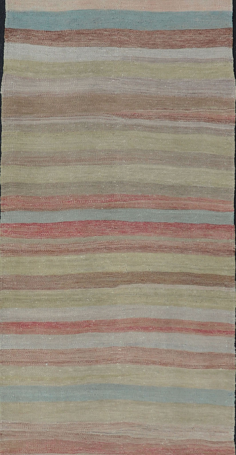 Very Long Vintage Turkish Kilim Runner with Stripe Design in Multi Colors. Keivan Woven Arts / rug/ EN - 179915, country of origin / type: Turkey / Kilim, circa mid - 20th century. Long Kilim runner Measures: 2'10 x 20'1 This vintage flat - wo... - Keivan Woven ArtsEN - 179915 - 15410Rug