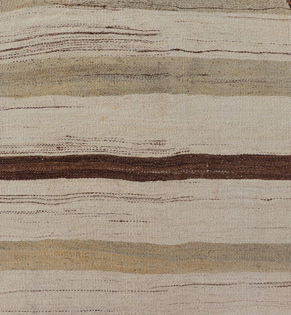 Minimalist design with traces of stripes Kilim runner in cream, light brown and taupe, Keivan Woven Arts / rug EN - 179919, country of origin / type: Turkey / Kilim, circa 1950 This flat - woven Kilim runner from Turkey features an understated compo... - Keivan Woven ArtsEN - 179919 - 17796Rug