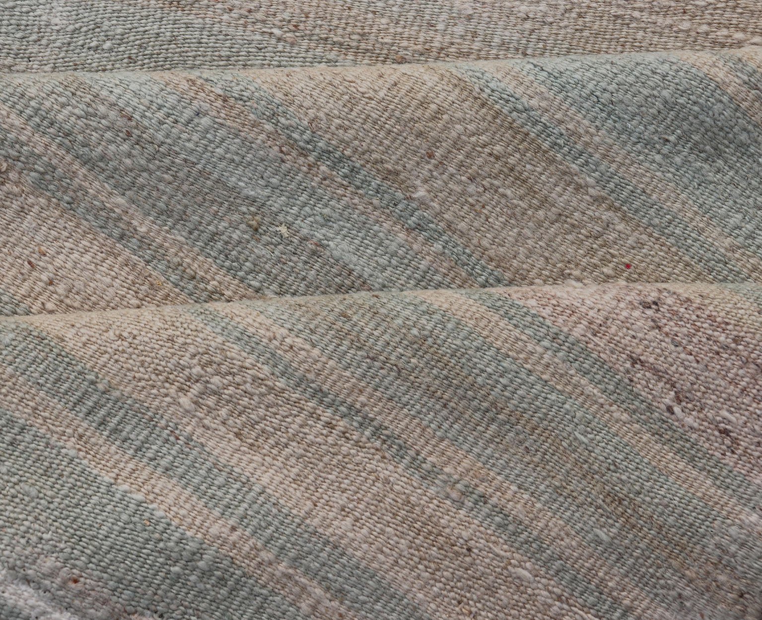 Striped Vintage Turkish Flat - Weave Runner in Light Green, Pink, Tan, and Taupe. Keivan Woven Arts. rug / EN - 179920, country of origin / type: Turkey / Kilim, circa 1950 Measures:2'11 x 10'8 This softly striped - design vintage runner from ... - Keivan Woven ArtsEN - 179920 - 17676Rug