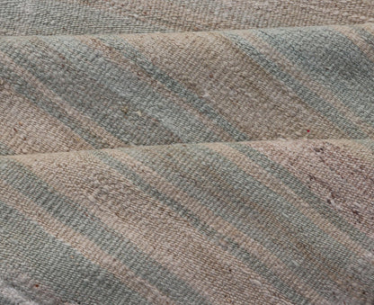 Striped Vintage Turkish Flat - Weave Runner in Light Green, Pink, Tan, and Taupe. Keivan Woven Arts. rug / EN - 179920, country of origin / type: Turkey / Kilim, circa 1950 Measures:2'11 x 10'8 This softly striped - design vintage runner from ... - Keivan Woven ArtsEN - 179920 - 17676Rug