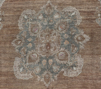 Vintage Turkish Kars Rug with Floral Medallion in Camel, Tan, Taupe and Gray Vintage Turkish Kars rug with floral medallion in camel, tan, taupe, gray, cream. Keivan Woven Arts / rug EN - 179950, country of origin / type: Turkey / Oushak/Kars, cir... - Keivan Woven ArtsEN - 179950 - 18920Rug
