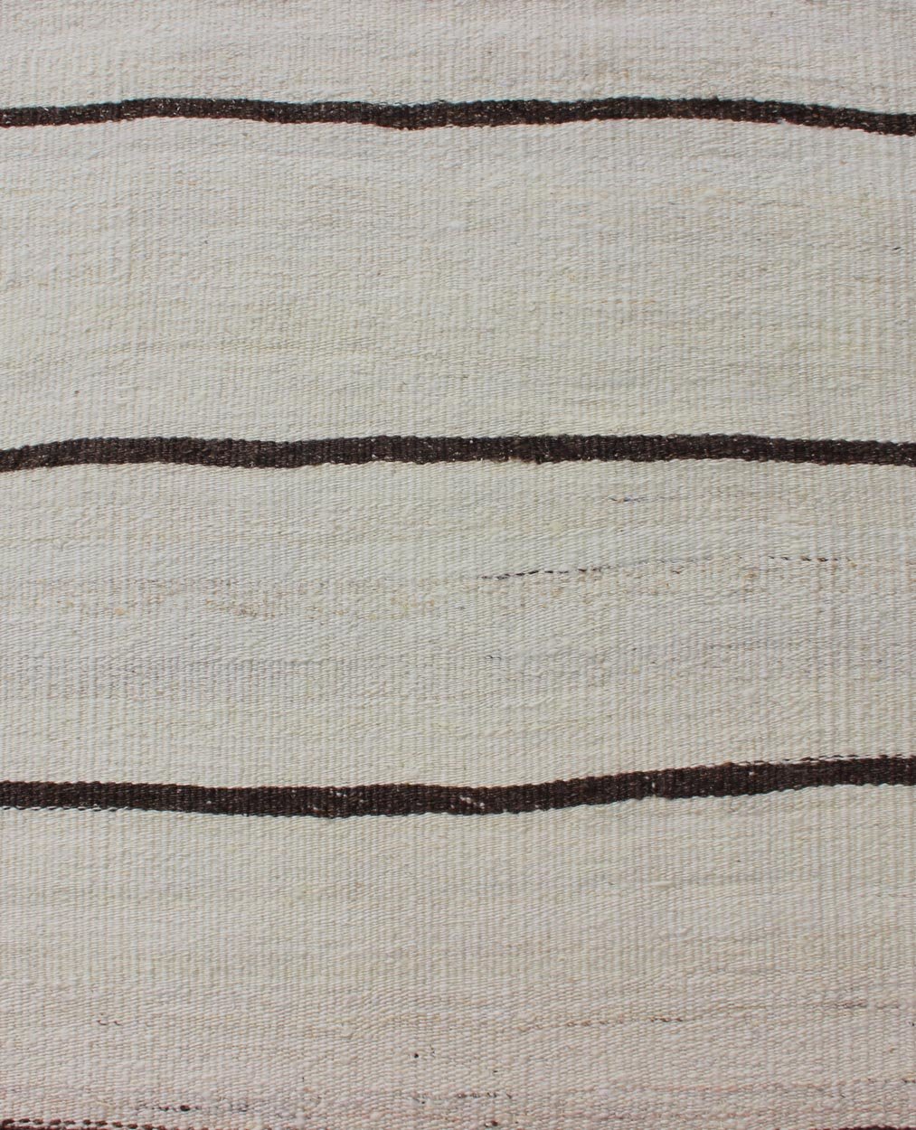 Minimalist Design Vintage Turkish Kilim Runner in Off White & Brown Lines . Keivan Woven Arts / rug EN - 2171, country of origin / type: Turkey / Kilim, circa 1950 Measures: 2'2 x 7'10 This vintage flat - woven kilim runner features a minima... - Keivan Woven ArtsEN - 2171 - 12525Rug
