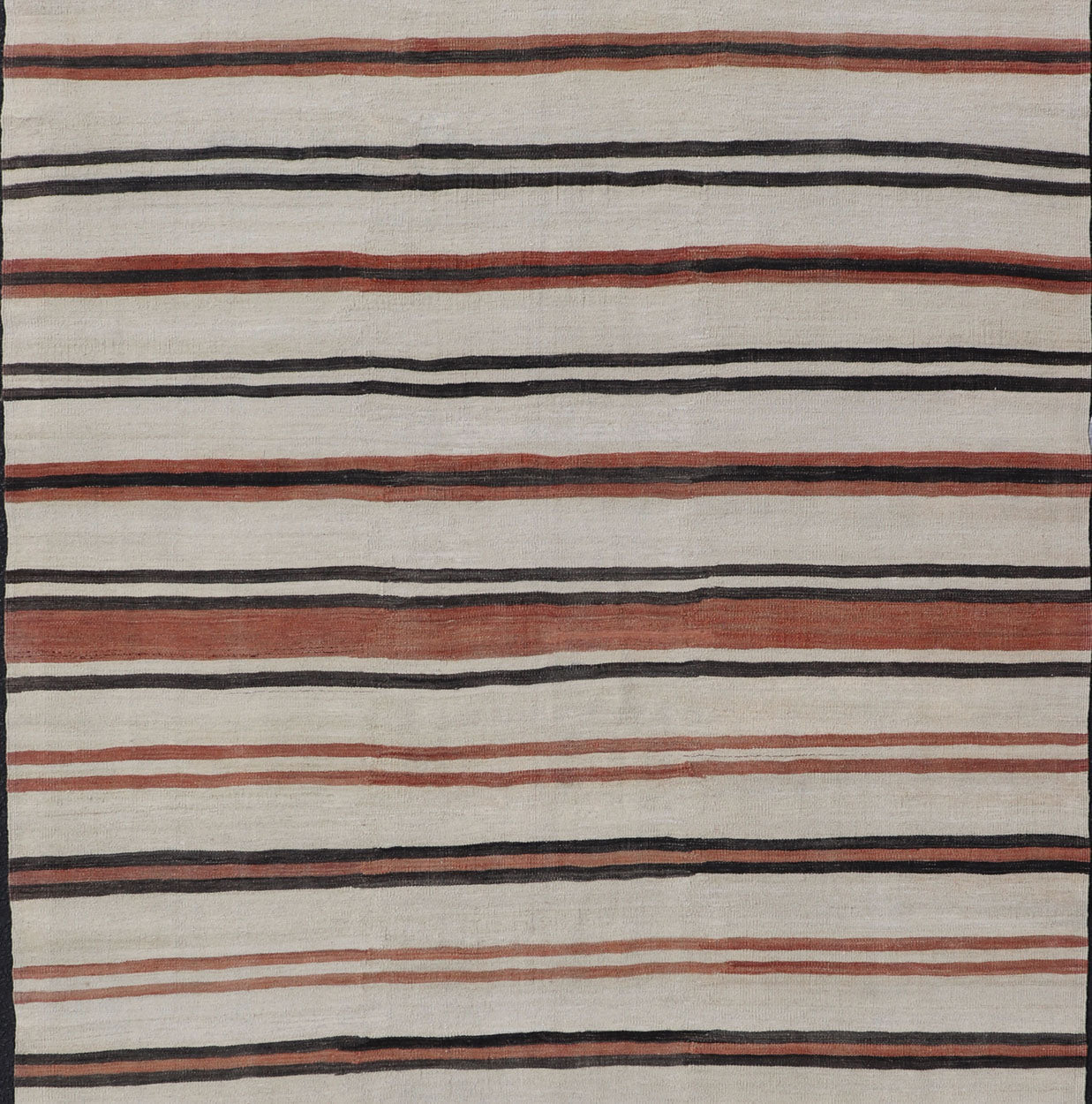 Vintage Turkish Kilim Gallery with Stripes in Cream, Brown & Soft Coral Color. Keivan Woven Arts / rug EN - 2425, country of origin / type: Turkey / Kilim, circa Mid - 20th Century. Measures: 5'10 x 10'11 This vintage flat - woven kilim gallery featur... - Keivan Woven ArtsEN - 2425 - 15324Rug