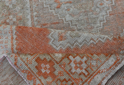 Antique Turkish Oushak Runner with Diamond Medallions and Floral Motifs Antique Turkish Oushak runner with floral medallions, Keivan Woven Arts rug/EN - 2499, country of origin / type: Turkey / Oushak, circa 1930. This antique Oushak runne... - Keivan Woven ArtsEN - 2499 - 14406Rug