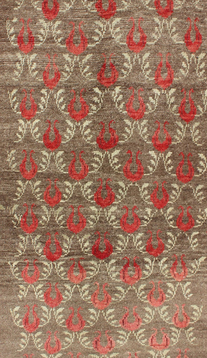 All - Over Latticework Design Vintage Turkish Tulu Rug Measures: 3'1 x 5'5 Vintage Turkish Tulu rug in Soft orange, light brown and light green, Keivan Woven Arts/ rug #EN - 267, country of origin / type: Turkey / Tulu, circa 1940s Th... - Keivan Woven ArtsEN - 267 - 4373Rug