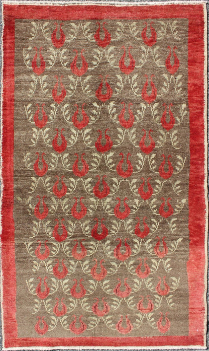 All - Over Latticework Design Vintage Turkish Tulu Rug Measures: 3'1 x 5'5 Vintage Turkish Tulu rug in Soft orange, light brown and light green, Keivan Woven Arts/ rug #EN - 267, country of origin / type: Turkey / Tulu, circa 1940s Th... - Keivan Woven ArtsEN - 267 - 4373Rug