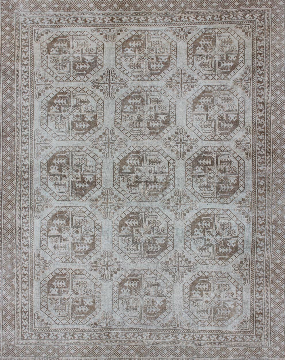 Turkish Rug With Multi - Medallions in Tribal Ersari Design With Brown & Neutrals. Keivan Woven Arts - Square shape Antique Turkish rug with Medallion and geometric Solar/Ersari design, rug EN - 293, country of origin / type: Turkey / Tribal, circa 1920 ... - Keivan Woven ArtsEN - 293 - 3429Rug